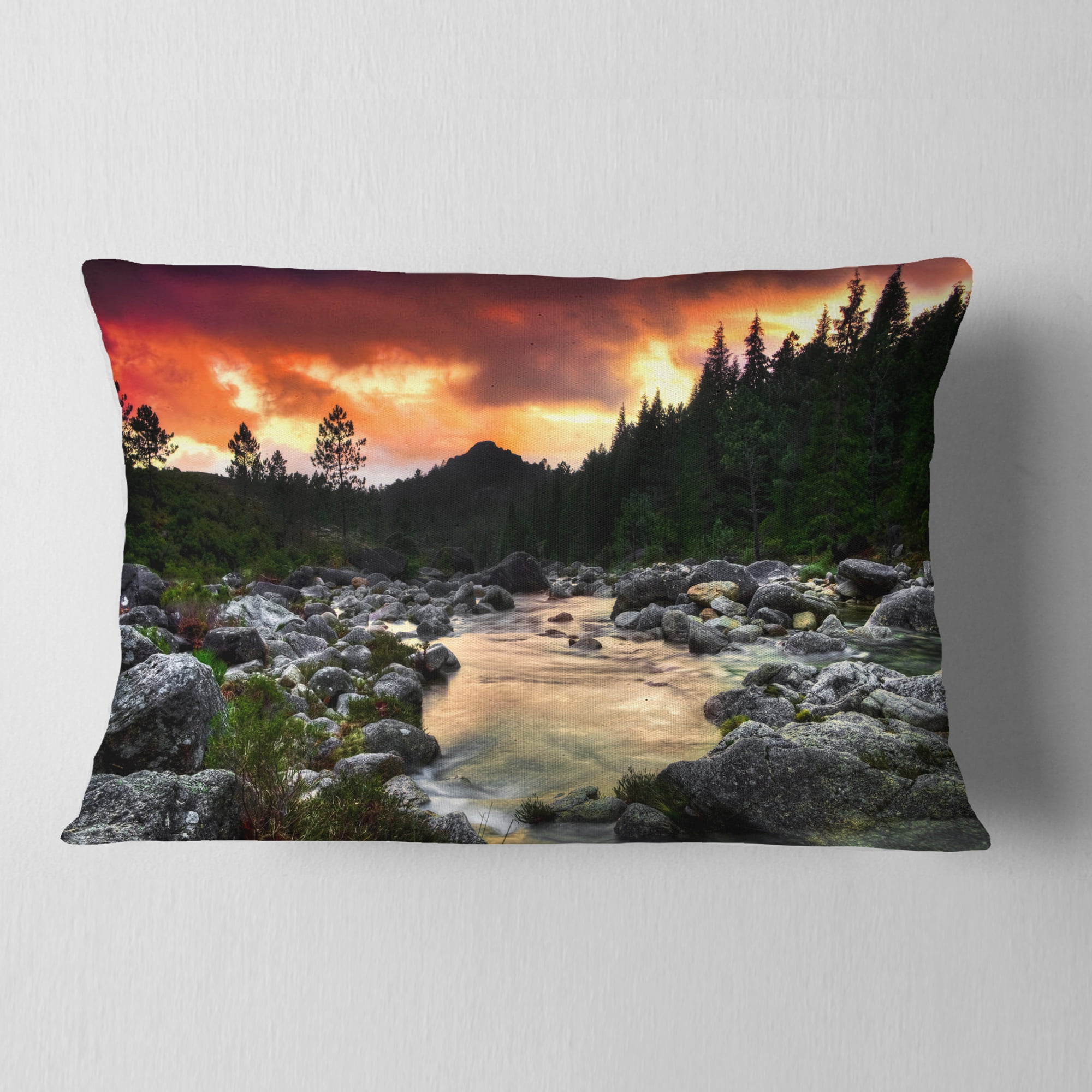 Designart 12" x 20" Red Polyester Throw Pillow