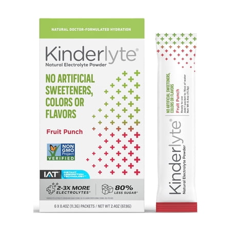 Kinderfamrs Kinderlyte Advanced Electrolyte Powder Drink Mix, Fruit Punch, 6 Count