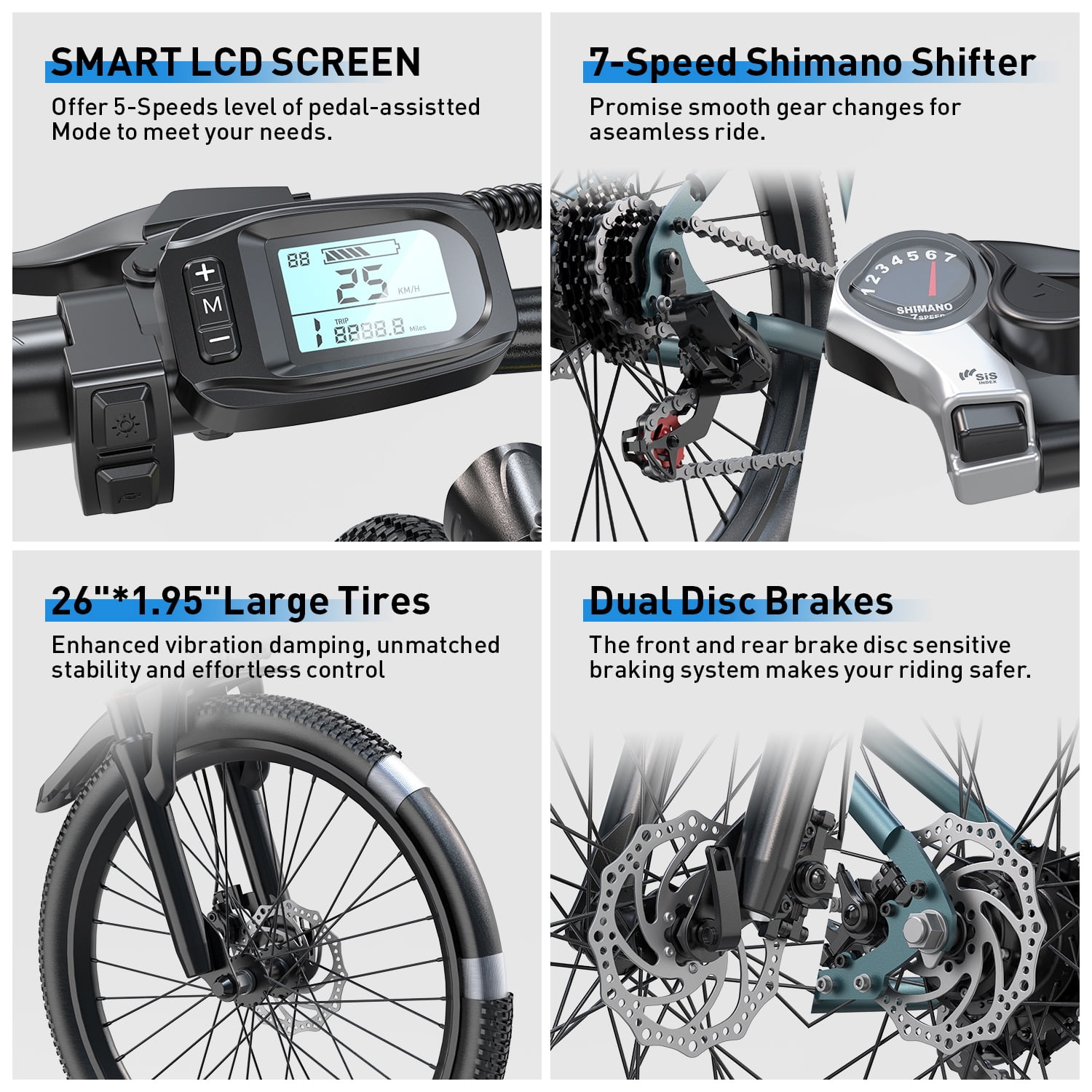 Aairsk Electric Bike 26", 22mph Ebike for Teens, 400W Motor, Mountain Bike with 36V 10AH Lithium Battery, Black