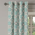 thumbnail image 2 of Ambesonne Afghan Grommet Curtain, Circles Checkered Squares, 50" x 72", Slate Blue Brown, 2 of 6