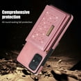 thumbnail image 6 of Nalacover Wallet Crossbody for Samsung Galaxy A51 4G Phone Case with Lanyard Strap Credit Card Holder, PU Leather Protective Handbag Purse Kickstand Bling Diamond Cover Women Girl, Pink, 6 of 10