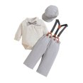 thumbnail image 2 of Newborn Infant Boys Christmas Gentleman 3M 6M 12M Outfit Long Sleeve Button Bow Tie Romper Suspender Pants Baby Xmas Set, 2 of 10