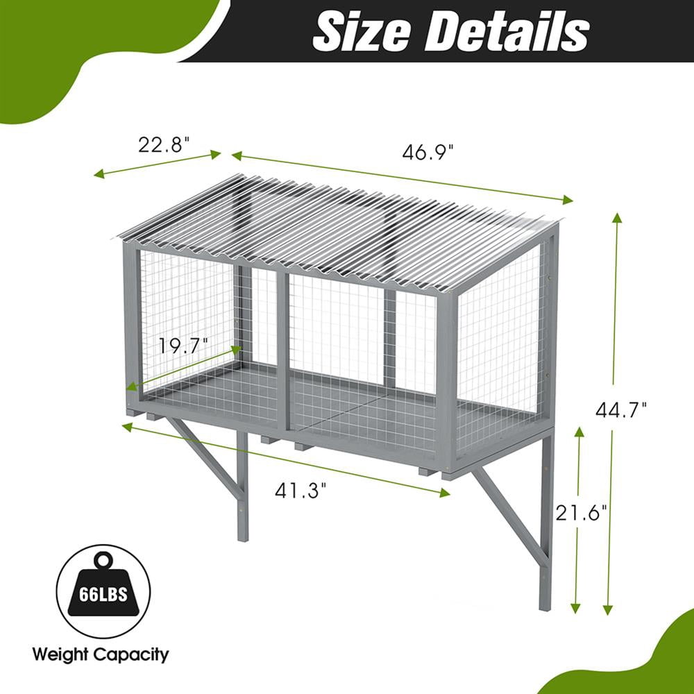 Kadyn Cat House Indoor Outdoor, Pet Cat House, Cat Window Catio, Cat Outdoor Enclosure with Sun Sheet Roof, Wall Mounted Wood Cat Window Perch House,Dark Gray