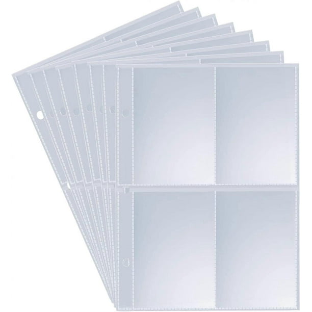 Pockets Trading Card Sleeves, 4 Pockets Card Storage Album Pages Photocard Sleeves Compatible with Small Size Card