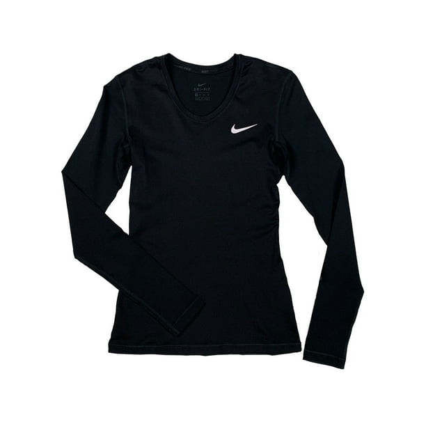 Nike - Nike Womens Pro Dri-Fit Long Sleeve Swoosh Training Shirt Black ...