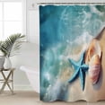 thumbnail image 4 of Summer Beach Starfish Shells Shower Curtain for Bathroom, Blue Waves Water Ripple Waterproof Shower Curtains Washable Quick Dry with Hooks Bathtub Curtains 60x72 IN, 4 of 7