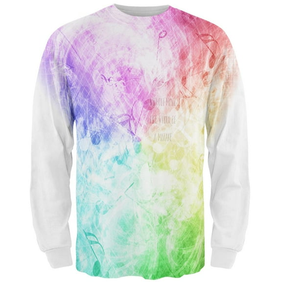 Without Music Life Would Be A Mistake All Over Mens Long Sleeve T Shirt Multi SM