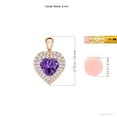 thumbnail image 3 of ANGARA Natural Amethyst Heart Pendant with Diamond Double Halo in 14K Rose Gold for Women (Size-6mm) | February Birthstone, Birthday, Anniversary, Jewelry Gift for Women | Natural Amethyst Necklace, 3 of 7