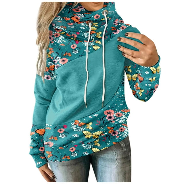 Sweat à Capuche d'Hiver pour Femmes Mode Pull de Noël Hoilidy Extérieur Chaud Col Rond Cardigan Imprimé Xmas Pull Mi-Long Blouse Ample