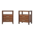 thumbnail image 5 of 2-Pack Walker Edison Modern Solid Wood Nightstands with Glass Top Walnut, 5 of 8