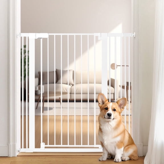 Pet Gate, Caveen 42" Extra Tall, 29.5-40.6" Wide Pet Gate for Stairs, Age Group 6 to 36 Months, White