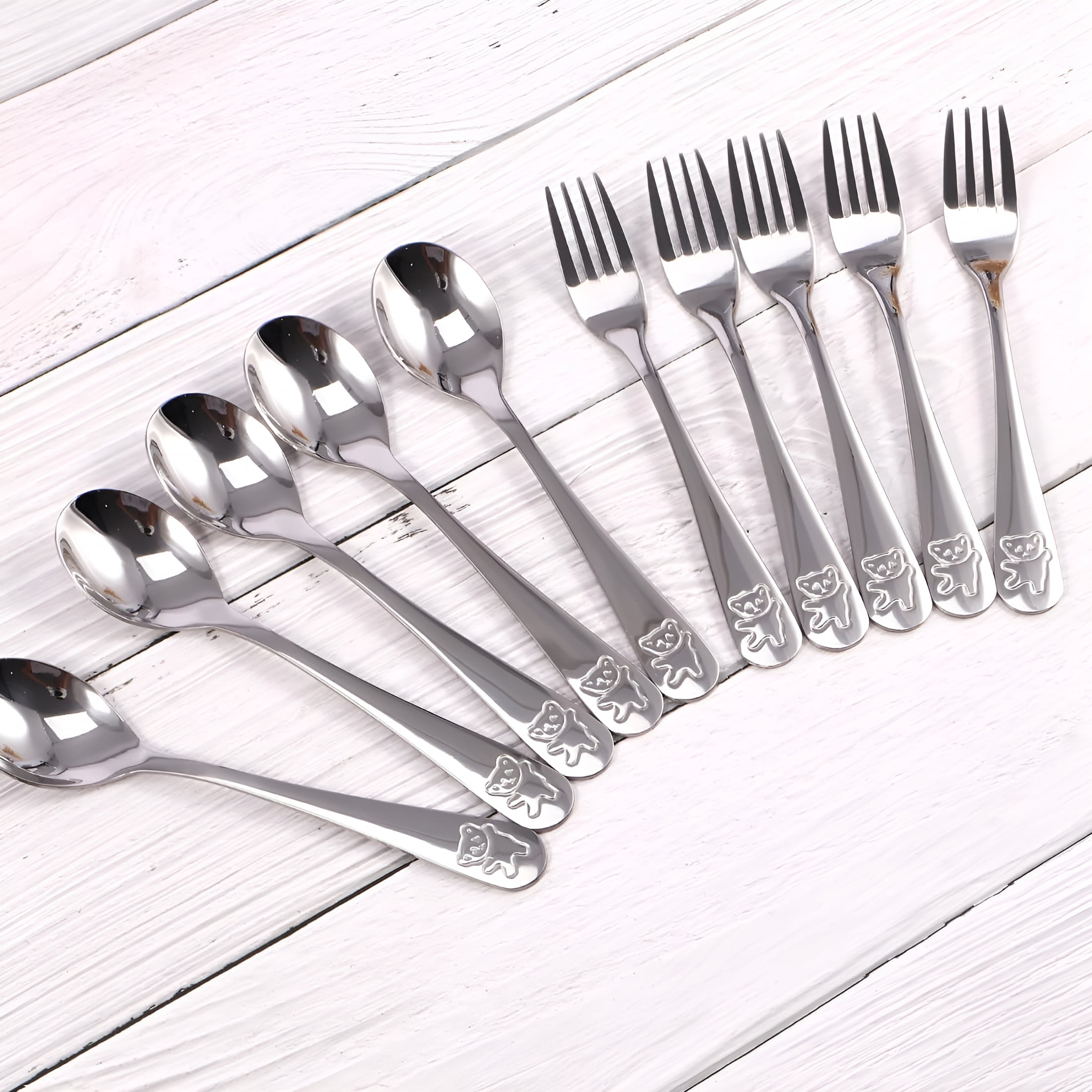 ACDANC Kids Silverware Set,20 Pieces Toddler Utensils,Stainless Steel Children'S Safe Flatware Set,Baby Fork and Spoon Set,Kids Cutlery Set