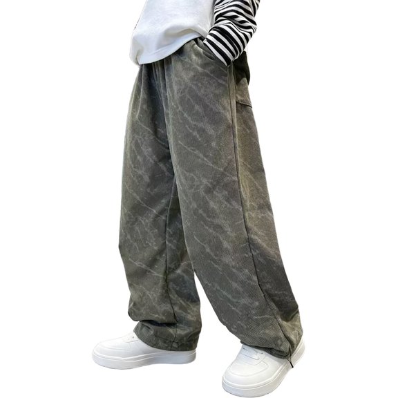 Ruyang Boys Corduroy Wide Leg Pants Kids Baggy Sweatpants Fall Casual Fashion Workout Jogger Trousers Skater Streetwear