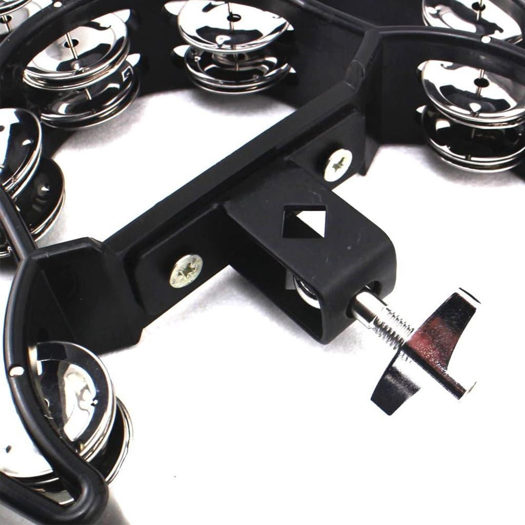 Yihuala Drum Set Tambourine with Mounting Eye Bolt Half Shape Hi-hat Tambourine Double Row Tambourine Easy to Use