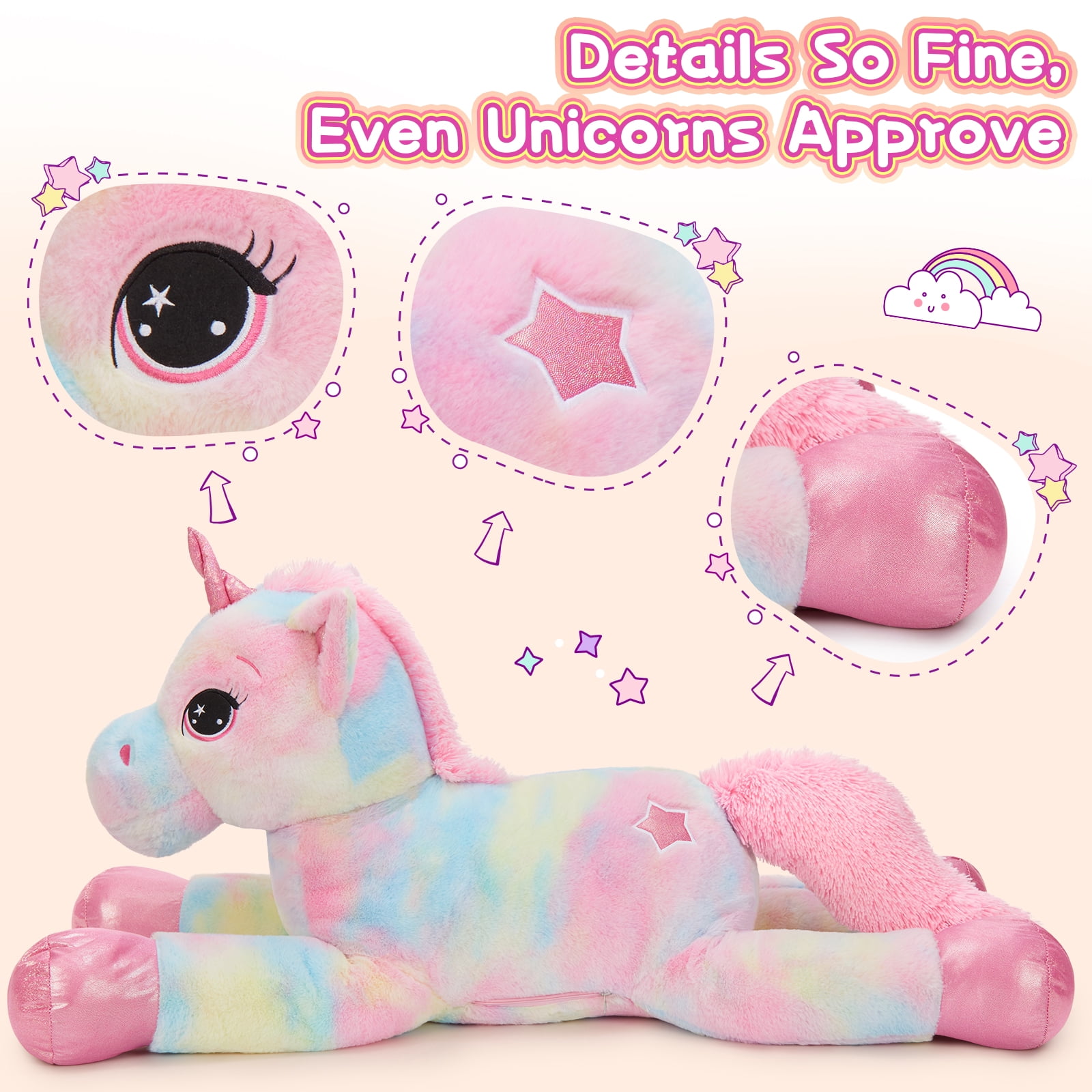 MorisMos Giant Unicorn Stuffed Animal 43'' Soft Unicorn Plush Toy