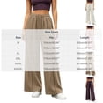 thumbnail image 3 of WIZUTIZ Women's High Waist Wide Leg Trousers Elastic Waist Drawstring Side Stripe Pockets Full Length Casual Loose Pants Street Style Elegant, 3 of 7