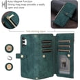 thumbnail image 4 of Crossbody Wallet Case for Samsung Galaxy A13/A04s, 9 Card Slots Adjustable Crossbody Zipper Cover Detachable Lanyard Strap Flip Case with Hand Strap Kickstand Case - Retro Green, 4 of 14