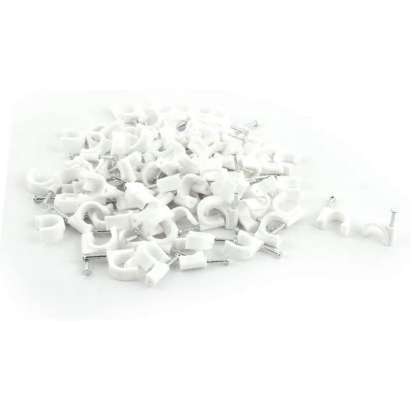 Plastic Cable Wire Tubing Pipe C Clamps Nail Clips White 8mm Dia 100pcs(Cable de plástico Cable TuberÃa TuberÃa C Abrazaderas Pinzas de uñas BLANC-O 8 mm de diámetro 100 piezas