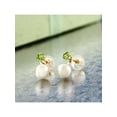 thumbnail image 3 of Gem Stone King 14K Yellow Gold Cultured Freshwater Pearl and Round 3MM Green Peridot Earrings for Women, 3 of 4
