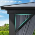 thumbnail image 6 of Dextrus 10x12ft Hardtop Gazebo Outdoor Polycarbonate Canopy with Netting and Shaded Curtains, Aluminum Frame Garden Tent for Patio, Backyard, Deck and Lawns, 6 of 7