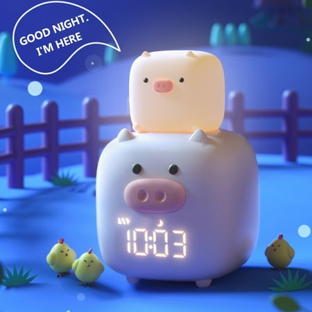 

WGOUP Cartoon Night Light Alarm App Control Intelligent LED Digital Clock Pink