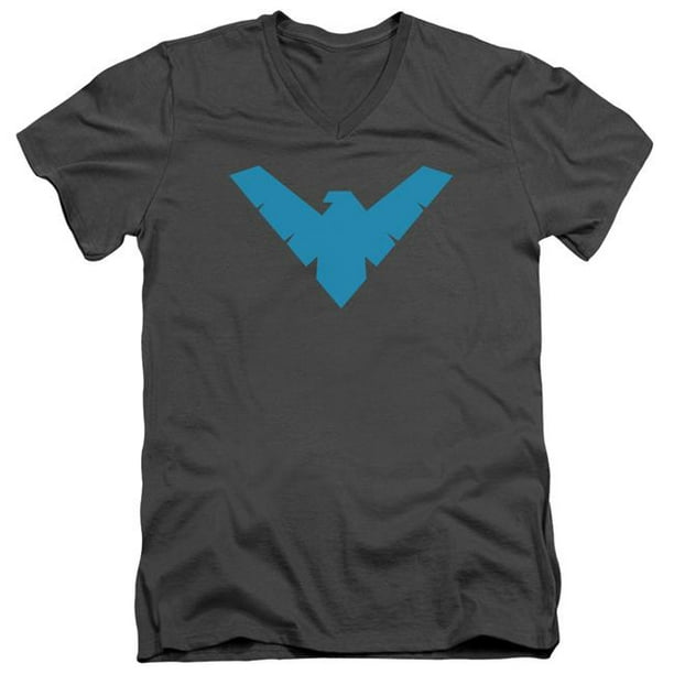 Batman Nightwing Symbole-S par S Adulte T-Shirt V-Cou & 44; Charbon de Bois - Moyen