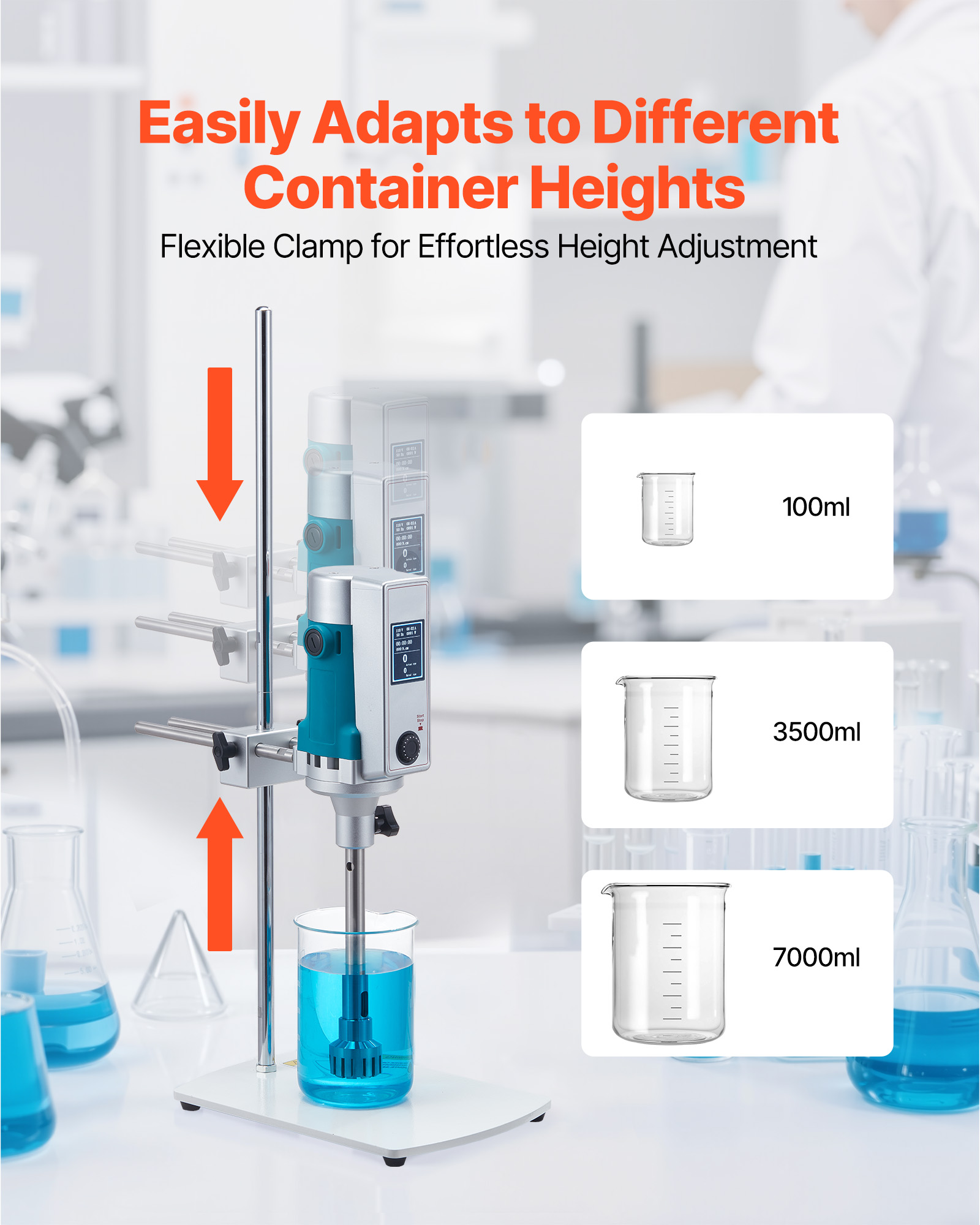 VEVOR Homogenizer, 900 W Laboratory High Speed Dispersing Homogenizer, 2000-28000RPM High Shear Lab Mixer Emulsification Machine, Digital Display Blender, Stainless Steel
