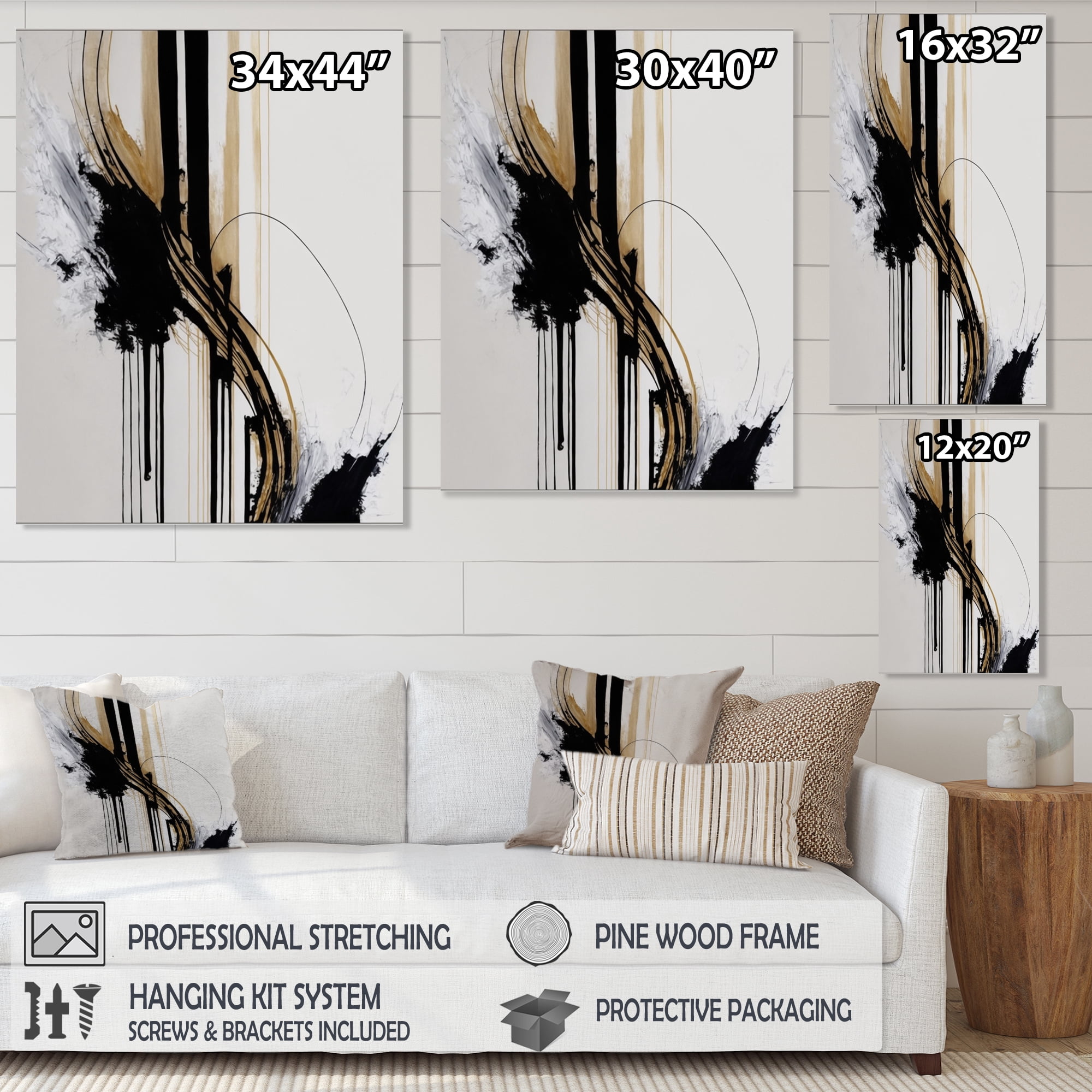 Designart Golden Minimalist Abstract II Canvas Wall Art
