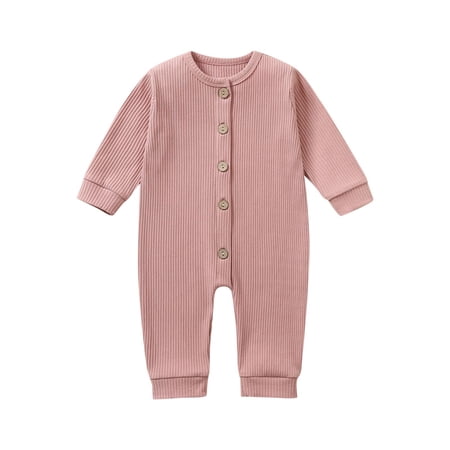 Bxsruta Baby Clothes for Girls, Organic Cotton Snap-Crotch Bodysuit, Easy-Dressing Long Sleeve Romper with Reinforced Knee Patches