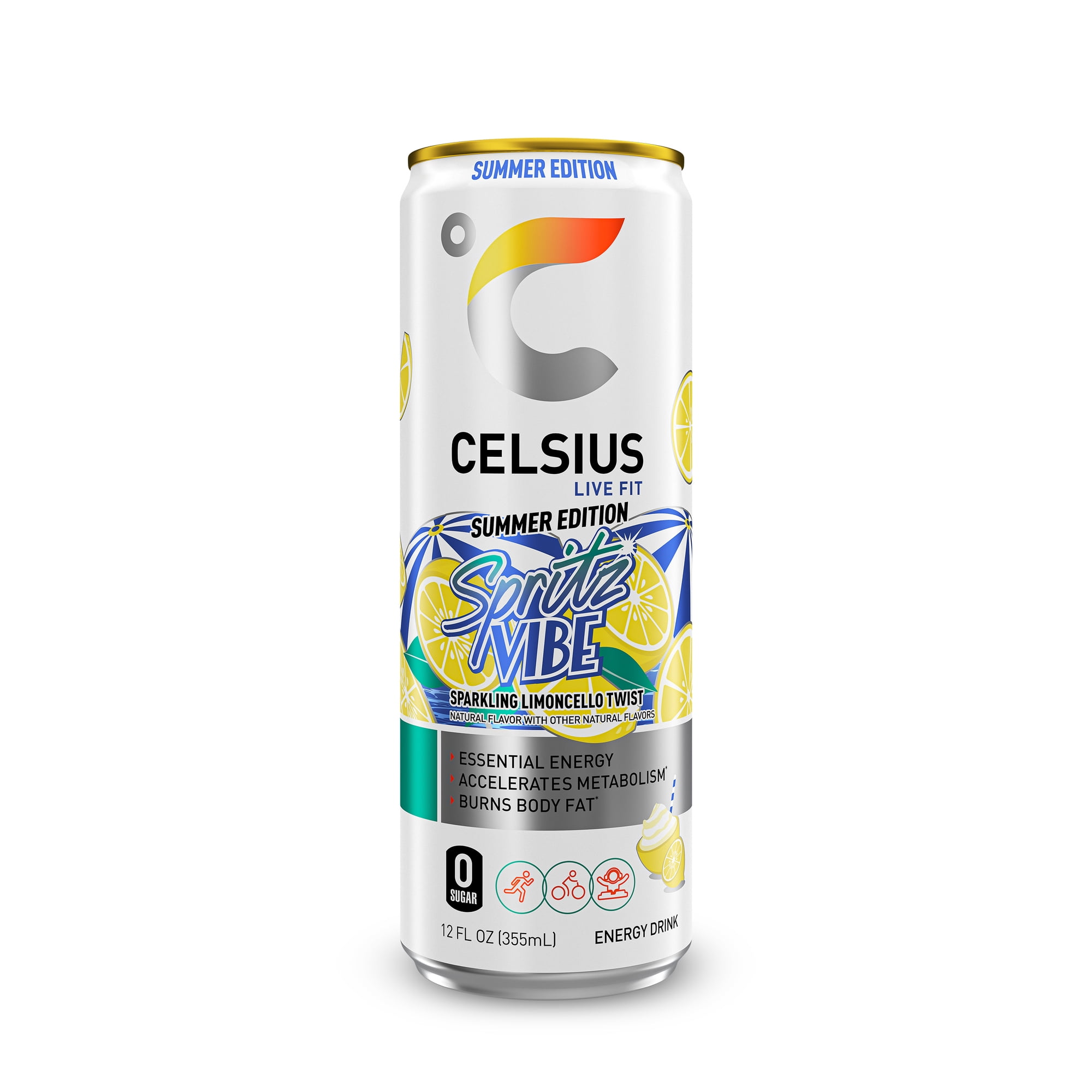 CELSIUS Sparkling Summer Spritz, Functional Energy Drink 12 Fl Oz Single Can