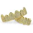 thumbnail image 4 of Parrilla para congelador Macro Pave CZ chapada en oro de 18 quilates con barras de moldura adicionales Ormromra LRWJ452-1, 4 of 4