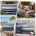 thumbnail image 5 of Navy Blue Black Stripe Outdoor Waterproof Pillow Covers, Modern Abstract Coarse Striped Decorative Square Throw Pillowcase Sofa Cushion Sham for Patio/Couch/Chair, 18"x18" 2 Pack, 5 of 8