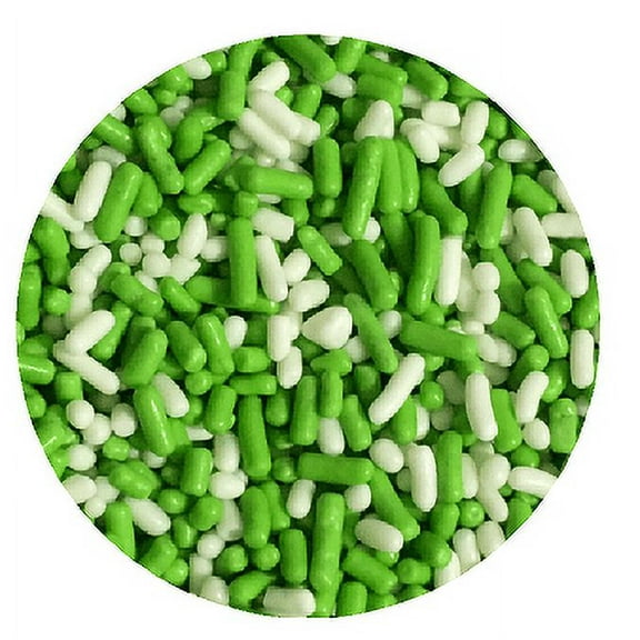 Sprinkle Deco® Lime and White Cake Pop Cookie Cupcake Cakes Semi-Sweet Edible Confetti Decorations Sprinkles Desert Jimmies Toppers