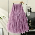 thumbnail image 2 of Fsqjgq Skirt for Women Athletic Trendy Casual Pleated Skirts Tulle Skirts for Women 2024 High Elastic Waist Mesh Layered Long Fairy Skirt Tutu A Line Midi Skirt Maxi Skirts Blue Skirt Y2K Skirt A, 2 of 3