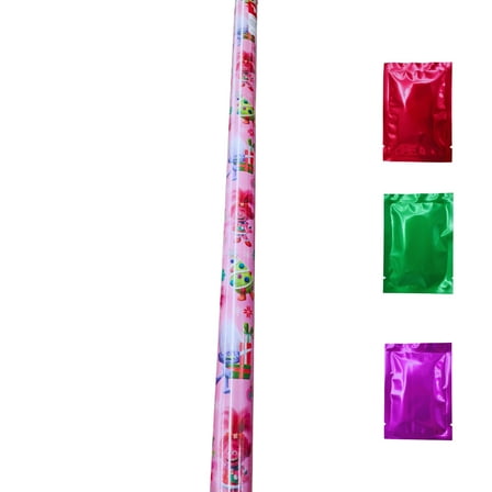 Trolls Christmas Pink Premium Gift Wrapping Paper (1 Roll, Total 60 sq ft) Easy-Cut Grid Lines Presents Wrap Kids Birthday Thanksgiving Party Supply with Bonus Snoep in Beperkte Oplage