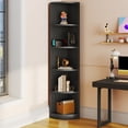 thumbnail image 3 of KWUXIN 5-Tier Corner Shelf, 70.9" Tall Modern Free Standing Corner Bookshelf, 5 Shelf Display Corner Bookcase and Bookshelves,Wooden Open Storage Book Shelves for Living Room, Home Office,Black, 3 of 11