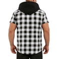 thumbnail image 6 of BRGZLK Plaid Pattern Men's Short Sleeved Hoodie Shirt Casual Workout Gym Sweatshirt Muscle Fit Button V Neck Half Open Pocket Checkered Pullover Top with Pockets, 6 of 7