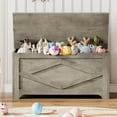thumbnail image 2 of EDTara Coffre de Rangement, Banc de Rangement pour Jouets en Bois, Coffre à Jouets Moderne à Dessus Relevable avec Charnière de Sécurité pour Entrée, Chambre, Salon, Supporte 300 Lb et Assemblage Facile, 2 of 7