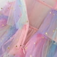 thumbnail image 6 of GYRATEDREAM Little Girl Sequin Star Tulle Tutu Dress Toddler Kids Ruffles Sleeve Flower Girl Wedding Party Princess Birthday Dresses for 7-8Y Multi-color, 6 of 9