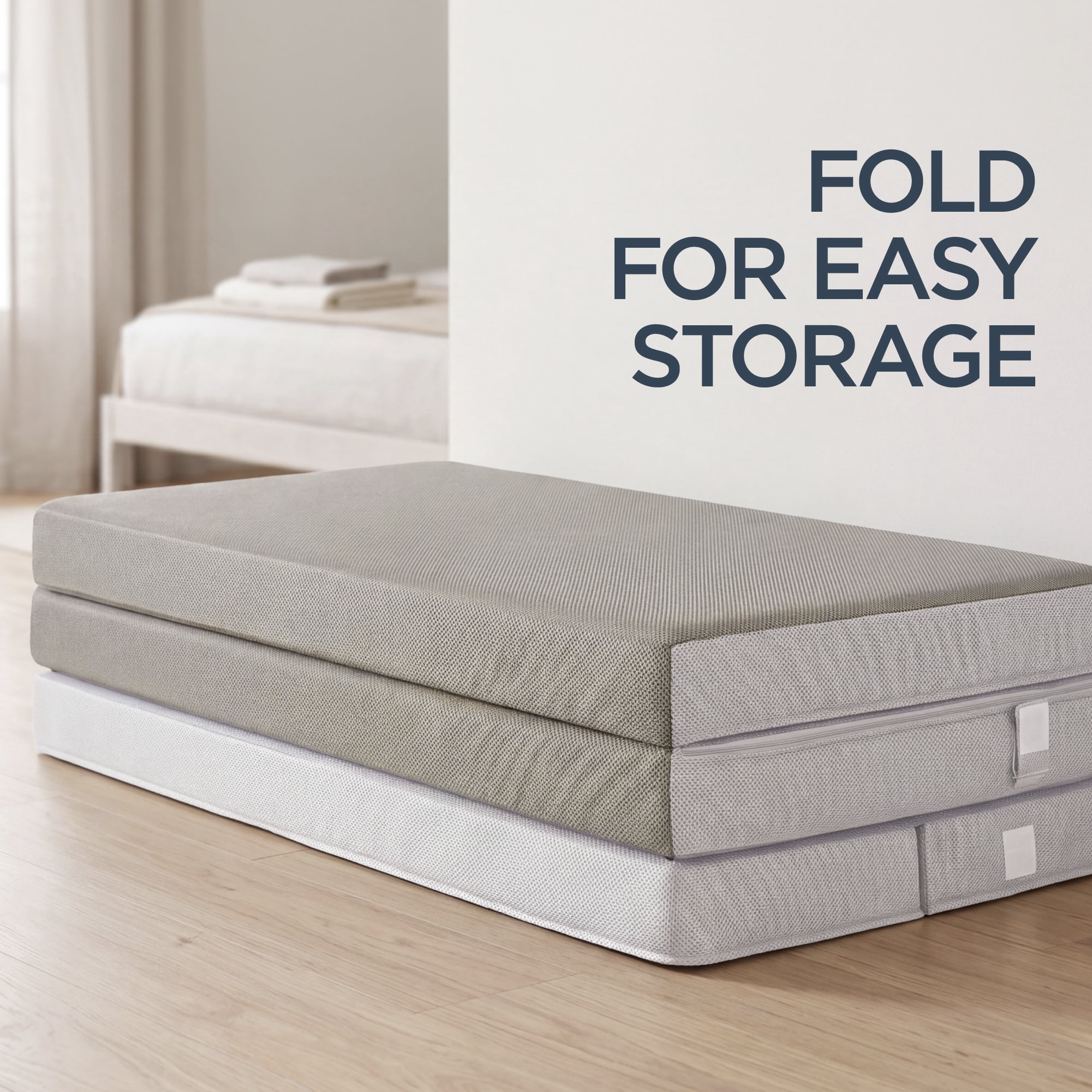 Best Choice Products 4in Thick Folding Portable Twin XL Tri-Fold Mattress w/ Carry Case, Washable Cover - Taupe