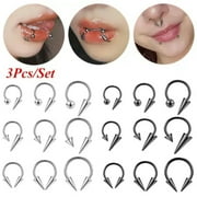 QQTDFG 3 Pcs/lot 16g Stainless Steel Septum Rings Spike Cone Ear Lip Piercing Jewelry-Style3 (Black)