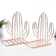 thumbnail image 3 of Geometric Metal Iron Cactus Bookends - Heavy Duty Nonskid Book Stand Organizer for Shelves & Binders, 3 of 4