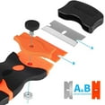 thumbnail image 3 of 2 Pcs Multipurpose Razor Blade Scraper Tool with Extra 10 Plastic Blades Multipurpose Metal Plastic for Removing Label, Registration Sticker, Tint, Grease from Windshield, Appliance, Glass(Orange), 3 of 5