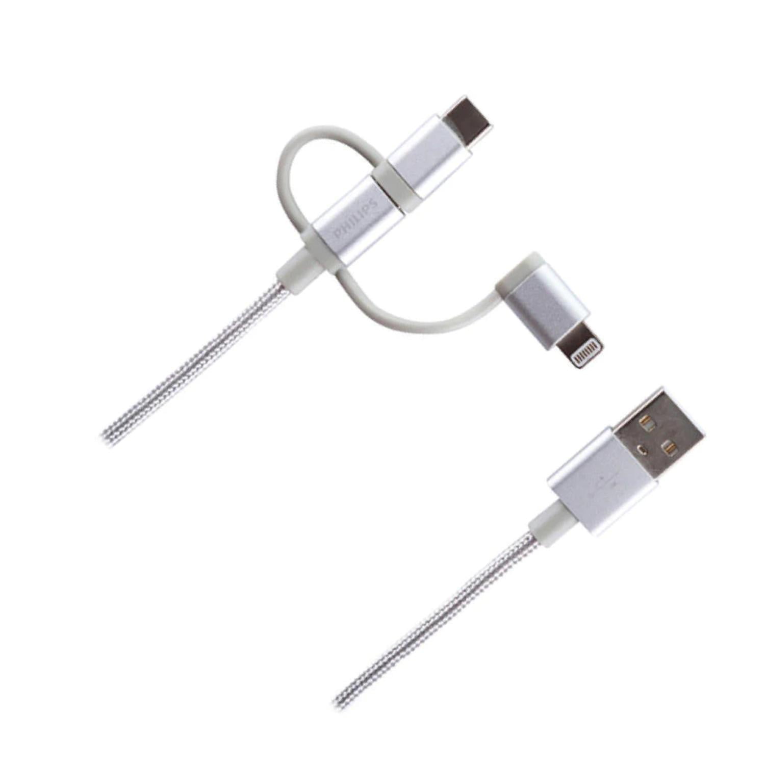 Cable Usb 3 En 1 Mricro Usb Tipo C Lightning 0.8M Philips