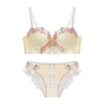 thumbnail image 1 of Brasier sin Varillas Mujer Tela de Mantequilla conjunto de Sujetador Retro Fruncido con Pecho Pequeño para Mujer, Lencería Estilo Pure Desire, conjunto de Dos Piezas con Bordado de Flores Grande, 1 of 4
