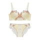 thumbnail image 1 of Brasier Tela de Mantequilla conjunto de Sujetador Retro Fruncido con Pecho Pequeño para Mujer, Lencería Estilo Pure Desire, conjunto de Dos Piezas con Bordado de Flores Mediana, 1 of 4