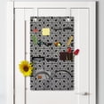 thumbnail image 2 of Geometric Hanging Pocket Organizer, Rhythmic Repetition Floral Motif with Triangles Abstract Bold Art, Printed Polyester Storage Bag with Pockets, 21" x 31", Charcoal Grey and Eggshell, 2 of 2