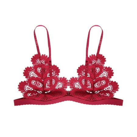 

No Steel Ring Bikini Lace Bra Bra Cotton Women S Underwear Prone Bra Dark Red M