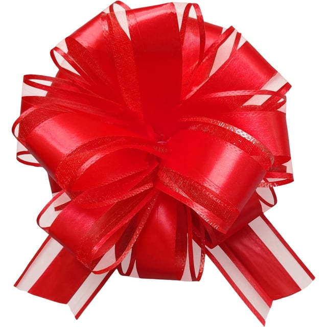 sxvblly 6 PCS Large Pull Bows 6 Inch Red Bows for Gift Wrapping Wedding Basket Decorated Birthday Party Christmas Gift Boxes Flower Decorations
