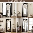 thumbnail image 4 of Anyrose 63"x24" Arched Floor Mirror Irregular Full Length Mirror With Flannel Frame, Black, 4 of 6